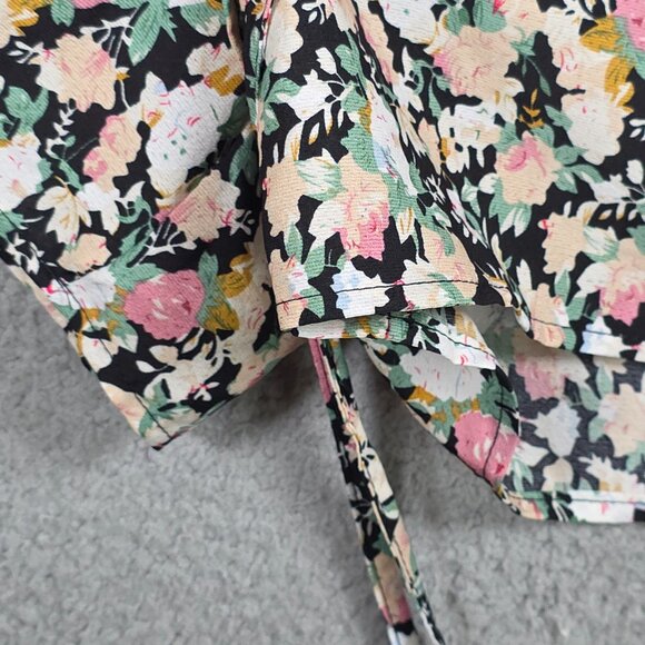 AX Paris Romper/Playsuit Women 4 Black Floral Print Button Up Boho Fairy Grunge - Picture 8 of 12